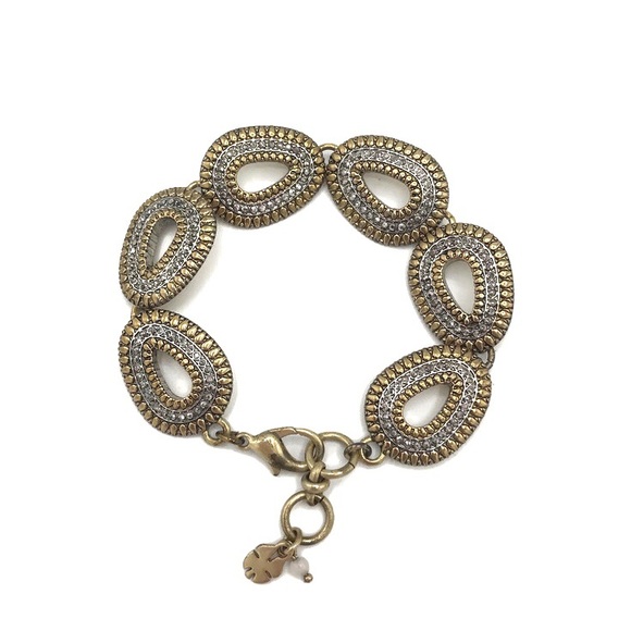 Lucky Brand 2 Tone Pave Link Bracelet - Picture 1 of 6